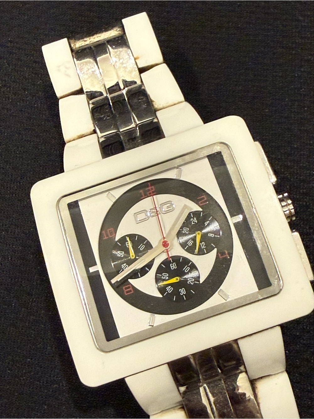 Dolce & Gabbana Vintage Stylish Square Dial Men's Stainless Steel & Enamel Watch
